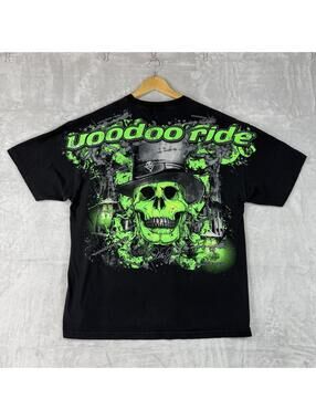 DALE EARNHARDT JR Nation Voodoo Ride Graphic T-Shirt Biker Y2K Streetwear Race